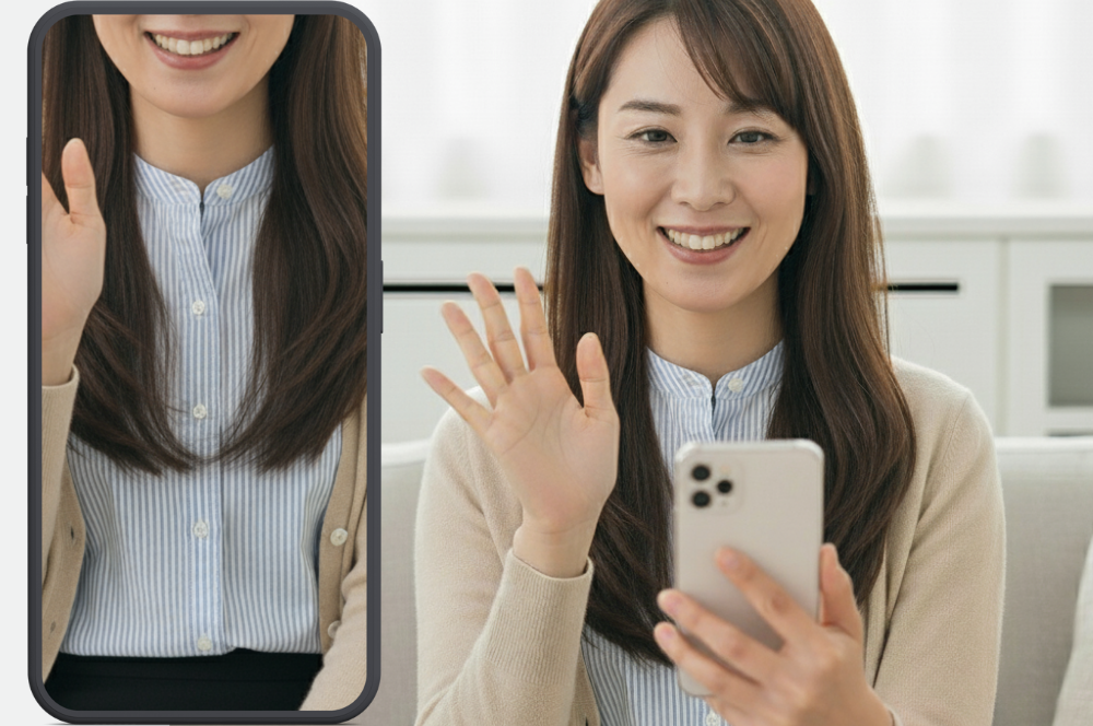 スマホを見る女性