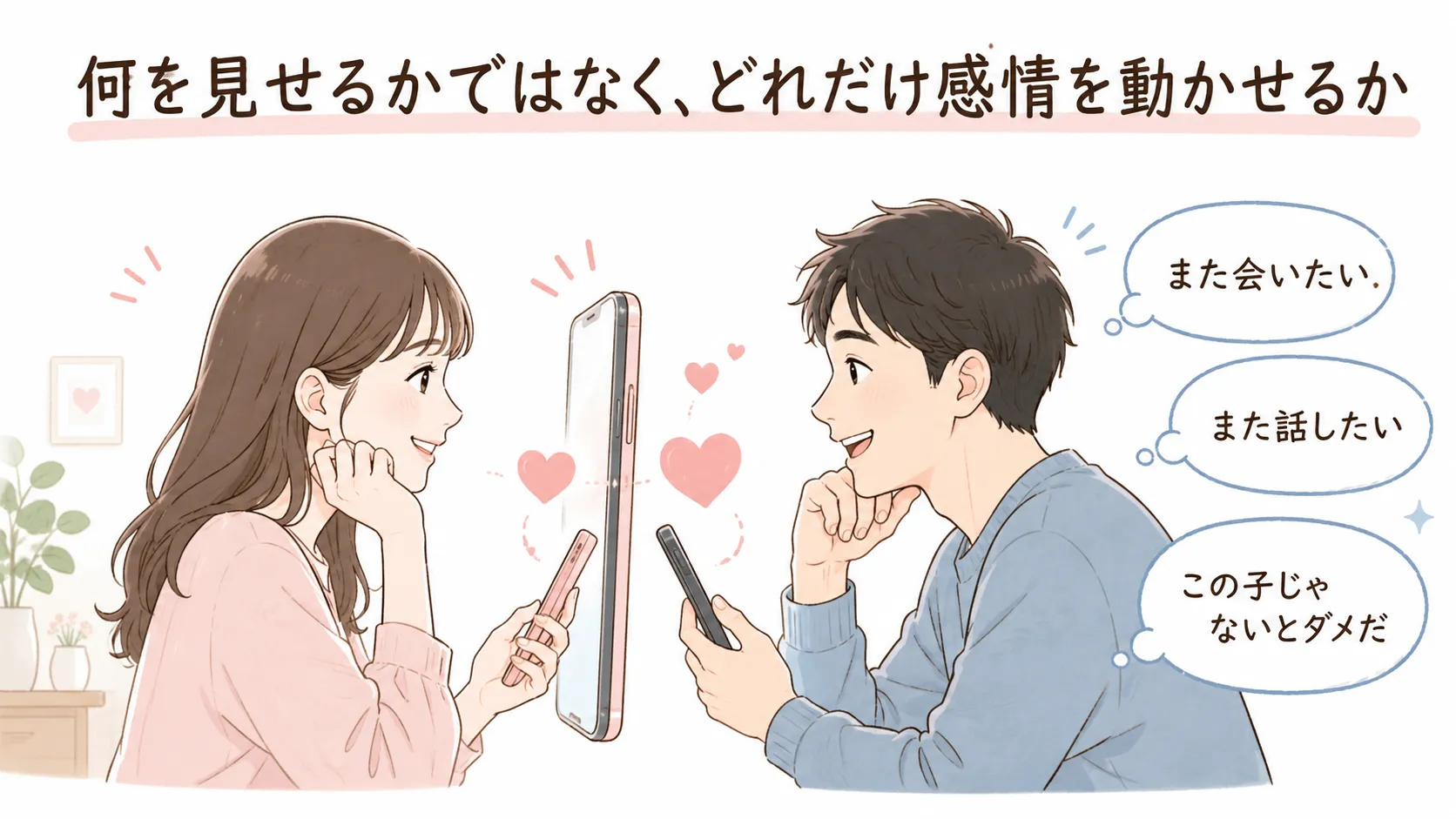 感情を動かす接客がリピーターにつながるイメージイラスト