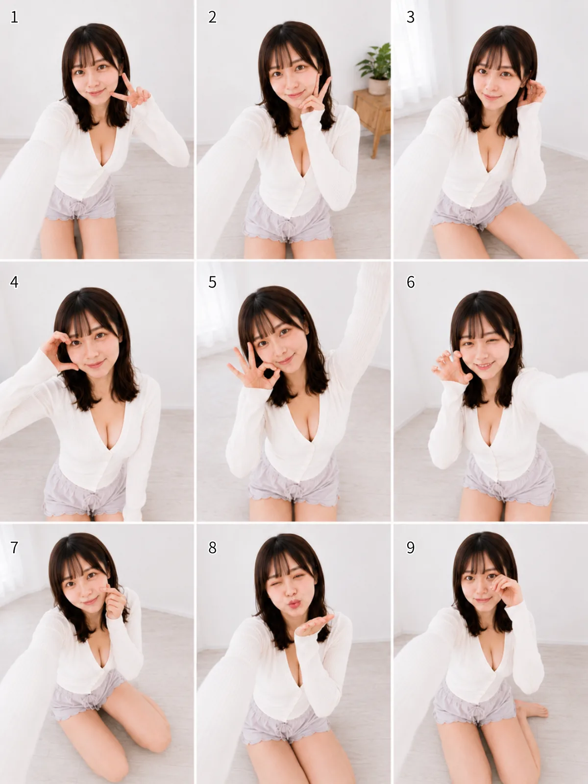 ポーズカタログ② ハンドサイン（ピース・OK・投げキス）