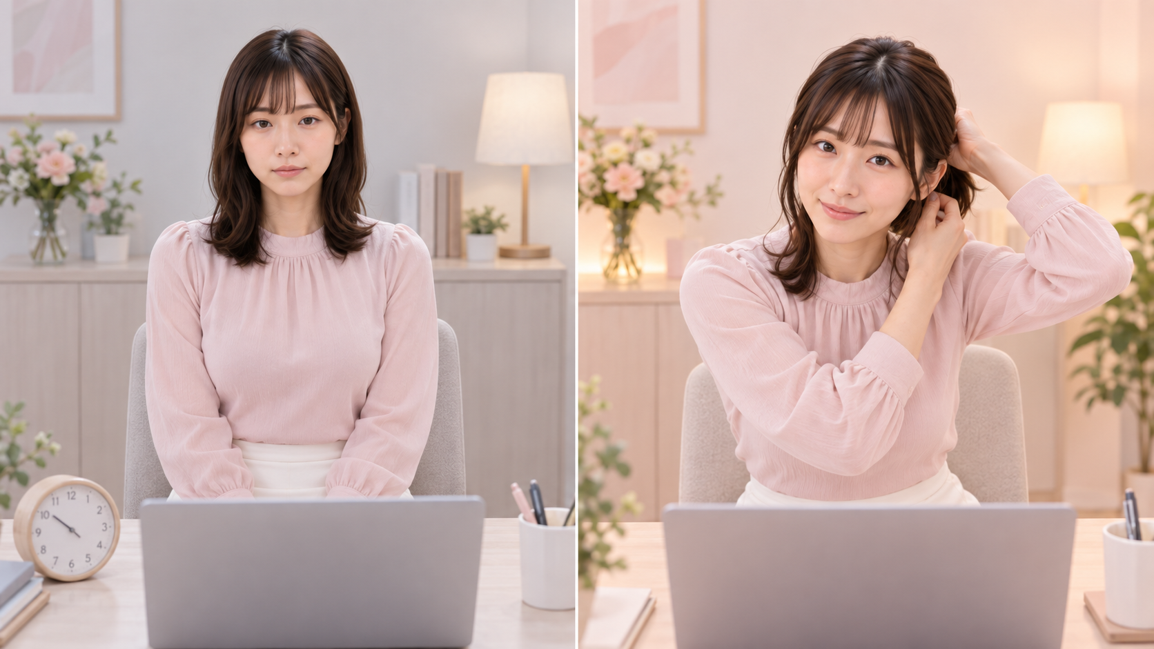 期待がない待ち時間と、変化を楽しみに待てる焦らしを左右で比較した成人女性